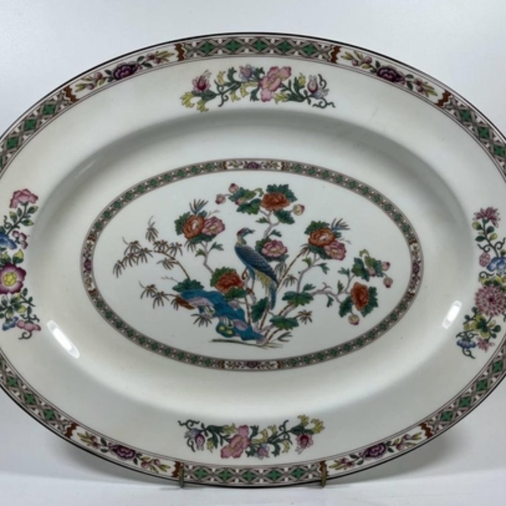 Wedgewood Kutani Crane Oval Serving Platter 14"  ( Mint)